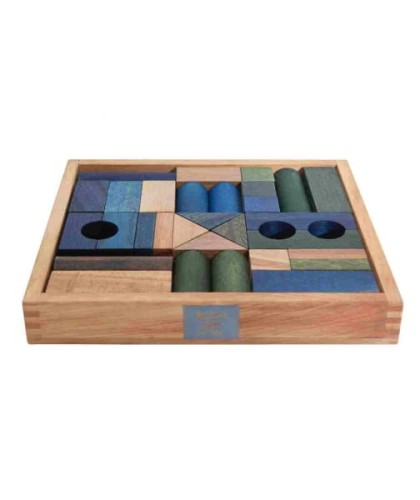 Wooden Story - Drewniane Klocki w Skrzynce – Barwa Zimna, 30 Elementów
