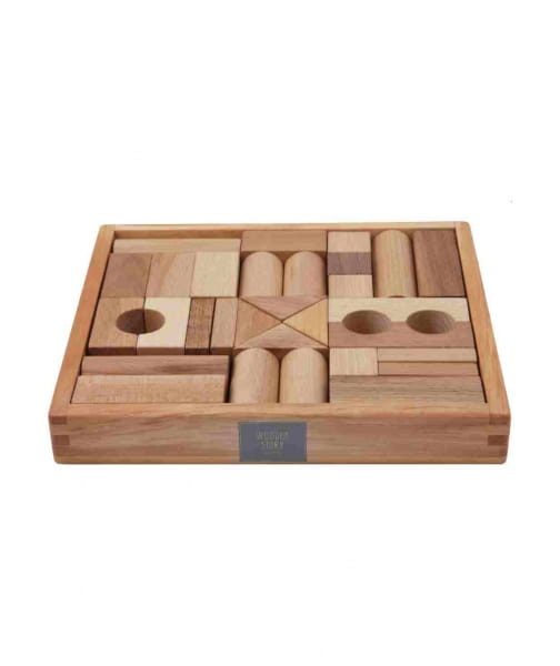 Wooden Story - Drewniane Klocki w Skrzynce – Naturalne, 30 Elementów