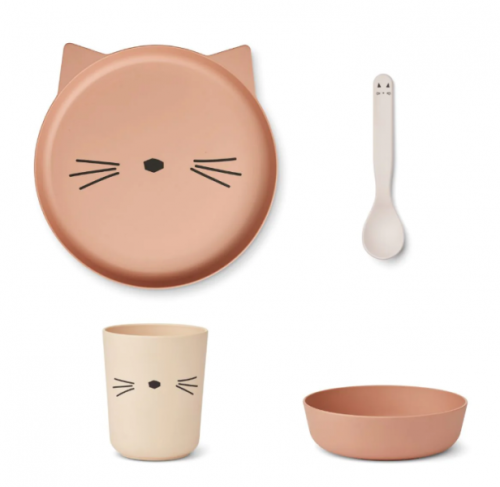 Liewood    -    Zestaw Jedzeniowy Brody Junior Set 4 Pack Cat / Tuscany Rose Multi Mix