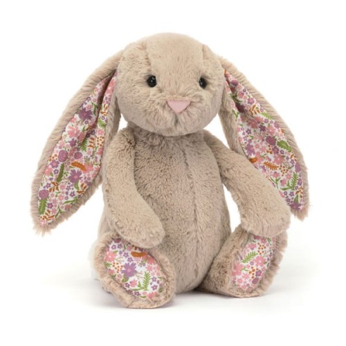 Jellycat  -  Przytulanka Maskotka Blossom Petal Królik Beżowy Kolorowe Uszy 31cm
