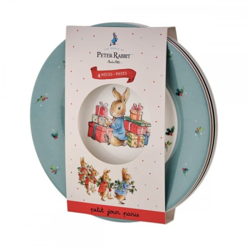 Petit Jour Paris® - Talerz fi 20 cm 4 Szt/set Peter Rabbit Christmas
