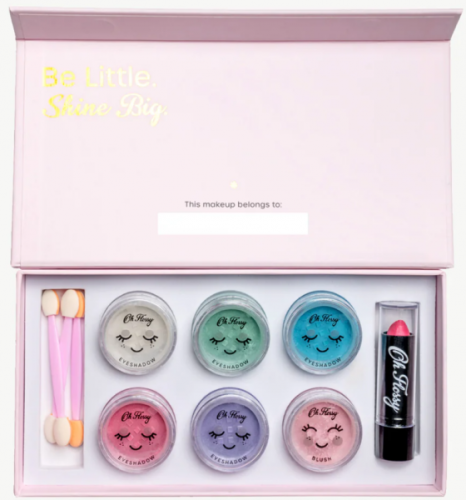 Oh Flossy - Oh Flossy, Naturalny Zestaw do Makijażu Deluxe, Cienie, Róż, Szminka i Akcesoria