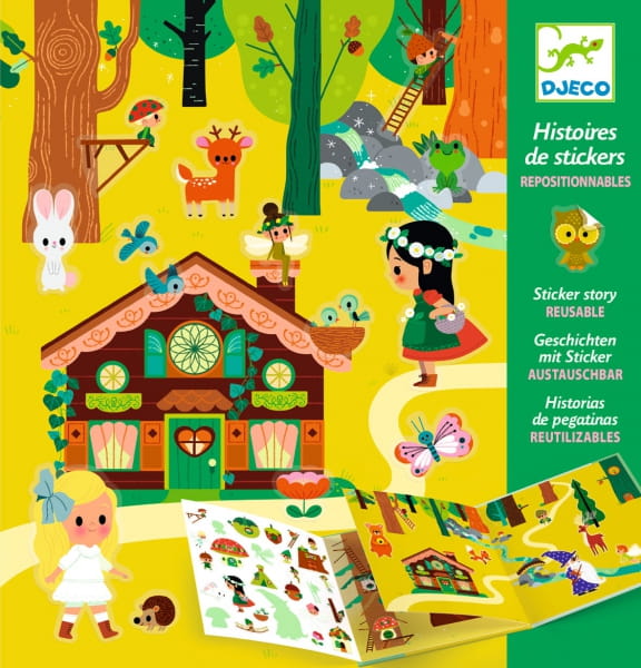 Djeco  -  Zestaw Artystyczny z Naklejkami Magiczny las Dj08956