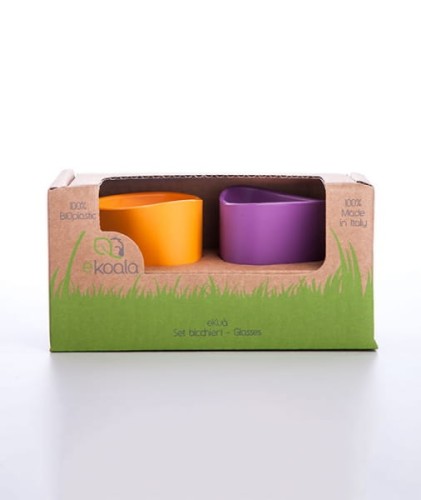 Ekoala  -  Kubeczki 2 szt  -  100% Bioplastik (pomarańczowy&amp;fioletowy)