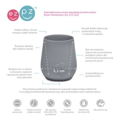 Ezpz Silikonowy Kubeczek Tiny Cup 60 ml Szary