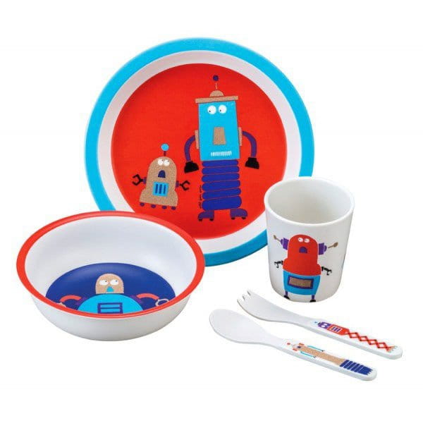 Maison Petit Jour® - Zestaw Naczyń i Sztućców Dla Dziecka, 5 El., Roboty | Maison Petit Jour®