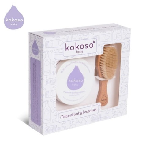 Kokoso Baby Brush Set Zestaw Prezentowy Niemowlak Bez Ciemieniuchy