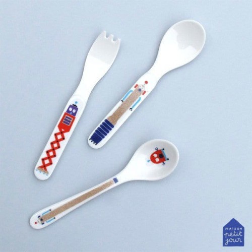 Maison Petit Jour® - Łyżka Melaminowa Dla Dzieci, Seria Roboty | Maison Petit Jour®