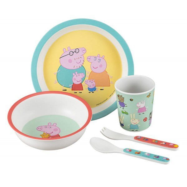 Petit Jour Paris® - Zestaw Naczyń i Sztućców Dla Dziecka, 5 El., Świnka Peppa | Petit Jour Paris®