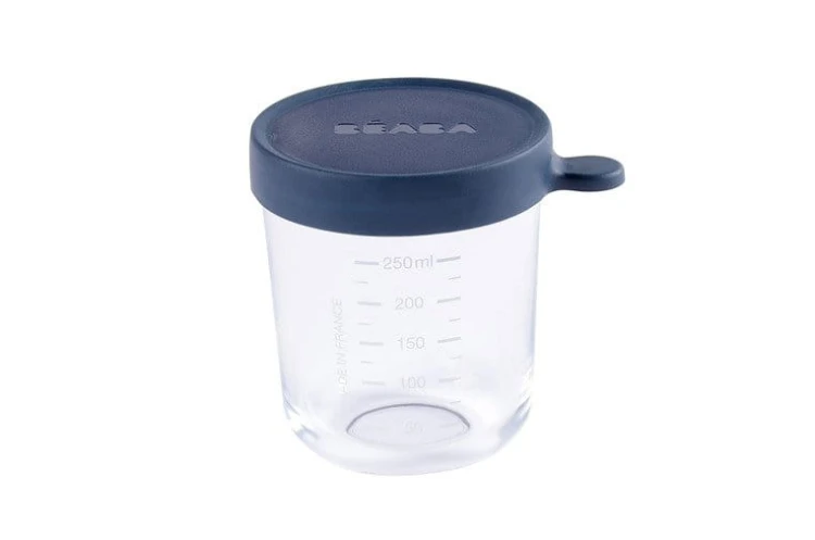 Beaba Pojemnik Słoiczek Szklany z Hermetycznym Zamknięciem 250 ml Dark Blue