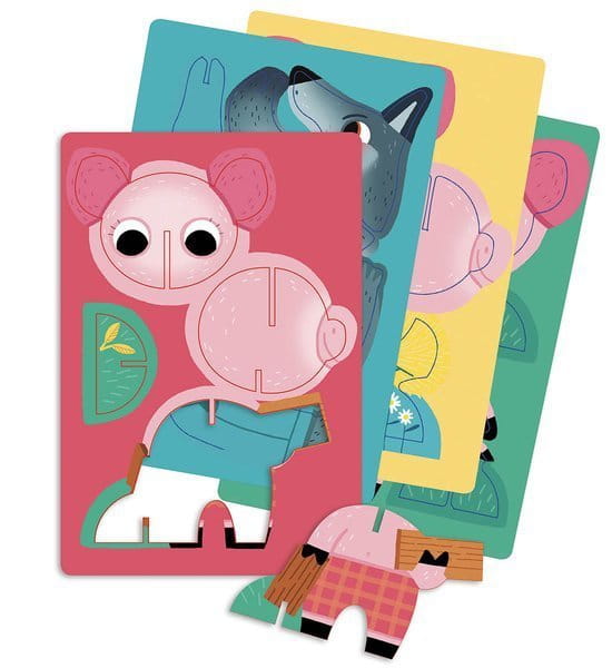 Auzou - Auzou Puzzle 3 Świnki z Przestrzennymi Zwierzątkami 56499