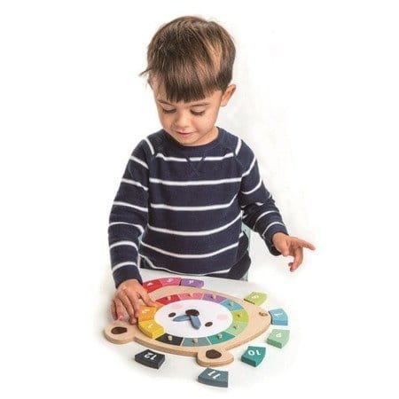 Tender Leaf Toys  -  Drewniana Zabawka Edukacyjna  -  Kolorowy Zegar Miś