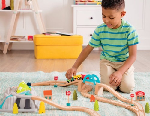 B.toys   -   Wood &amp; Wheels Wooden Train Set in a Bucket – Górska Kolejka