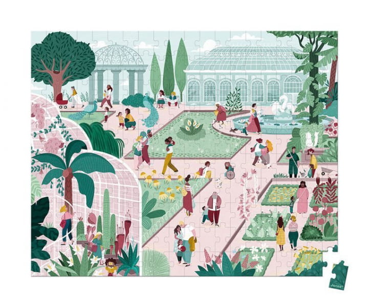 Janod  -  Puzzle w Walizce Ogród Botaniczny 200 Elementów 7 lat +