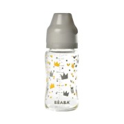 Beaba Butelka Szklana Szerokootworowa 240 ml Yellow / Grey Crown