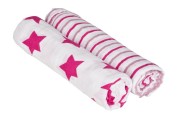 Lassig  -  Muślinowy Otulacz - Kocyk 120x120cm Zestaw 2 Szt. Stars &amp; Stripes Girls
