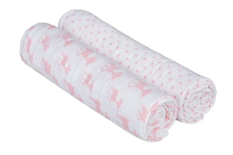 Lassig  -  Muślinowy Otulacz - Kocyk 120x120cm Zestaw 2 Szt. Lela Pastelowy Różowy