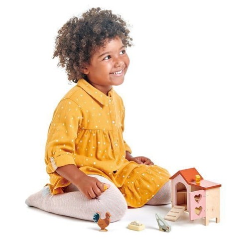 tender leaf toys - Drewniane Figurki do Zabawy  -  Kurnik z Kurami