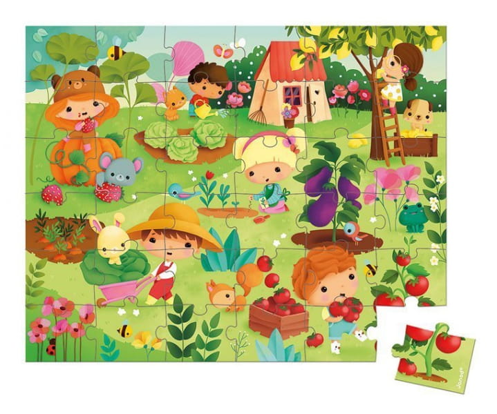 Janod  -  Puzzle w Walizce Ogród 36 Elementów 4 Lata +