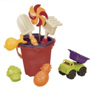 B.toys  -  Sands Ahoy!  -  Średnie Wiaderko z Akcesoriami do Piasku  -  Czerwone