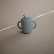 Mushie      -     Silikonowy Kubek ze Słomką Powder Blue