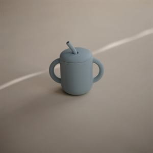 Mushie      -     Silikonowy Kubek ze Słomką Powder Blue