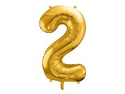 Party Deco    -    Balon Foliowy Cyfra 2 Złoty   -   86 cm