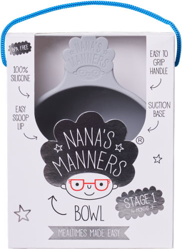 Nana's Manners - Nana's Manners Grey Miska Silikonowa z Przyssawką i Uchwytem