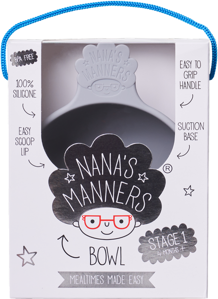Nana's Manners - Nana's Manners Grey Miska Silikonowa z Przyssawką i Uchwytem