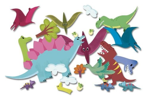 Auzou -  Naklejki z Planszami Dinozaury 3+ 74943