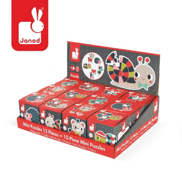 Janod  -  Mini Puzzle Baby Forest 12 Elementów Miś