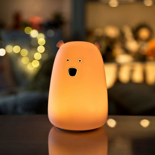 Rabbit&amp;Friends - Miś Duży Lampka Silikonowa z Pilotem Różowa