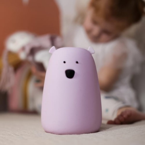 Rabbit&amp;Friends - Miś Duży Lampka Silikonowa Kolor Lawendowy