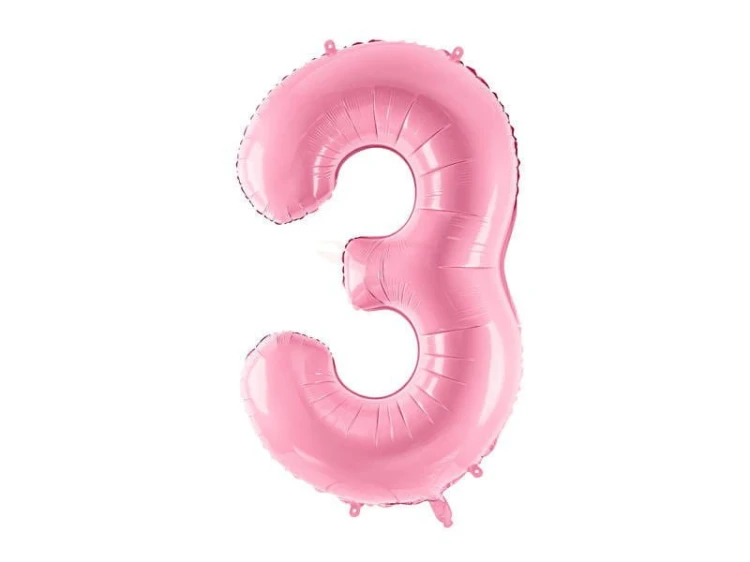 Party Deco     -     Balon Foliowy Cyfra 3 Różowa    -    86 cm