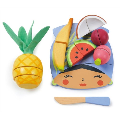 tender leaf toys - Drewniana Deska z Owocami Tropikalnymi do Krojenia