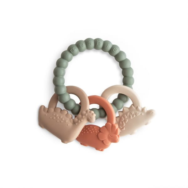 Mushie    -    Silikonowy Gryzak na Kółku – Dino