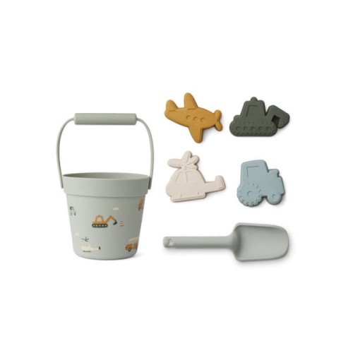 Liewood   -    Silikonowe Zabawki do Piasku Dante – Vehicles/dove blue