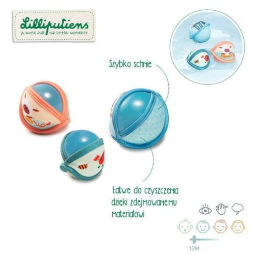 Lilliputiens - Lilliputiens Zestaw 3 Piłeczek do Kąpieli Farma 12 m+