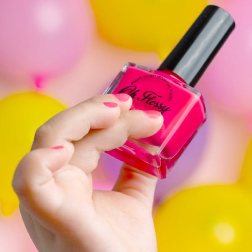 Oh Flossy - Oh Flossy, Lakier do Paznokci Soczysty Róż, 12 Ml, Bio Brokat, Roślinna Formuła