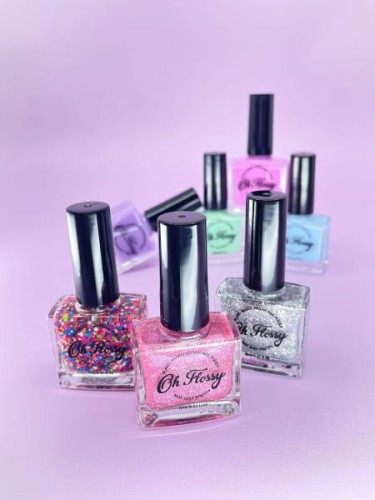 Oh Flossy - Oh Flossy, Lakier do Paznokci Srebrny Brokat, 12 Ml, Bio Brokat, Roślinna Formuła