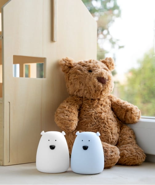 Rabbit &amp; Friends - Zestaw 2 Lampek Mini Miś w Kolorze Biały i Arktyczny Błękit