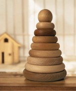 Wooden Story - Drewniana Piramida Okrągła – Naturalna