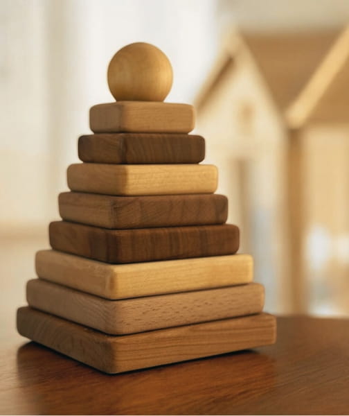 Wooden Story - Drewniana Piramida Kwadratowa – Naturalna