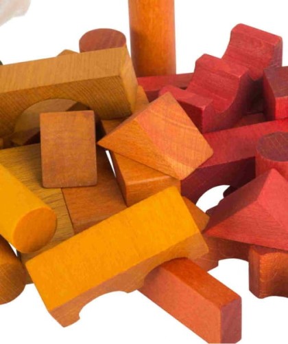Wooden Story - Drewniane Klocki w Worku – Kolorowe, 100 Elementów