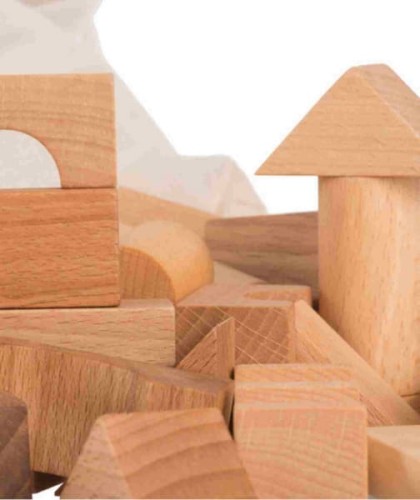 Wooden Story - Drewniane Klocki w Worku – Naturalne, 100 Elementów