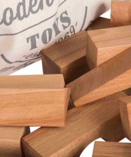 Wooden Story - Drewniane Klocki w Worku – Naturalne, xl 50 Elementów