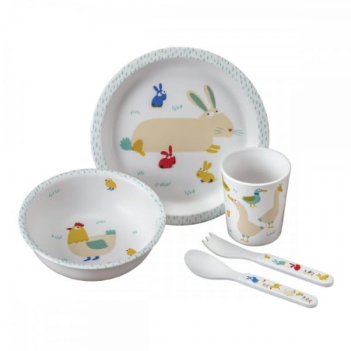 Maison Petit Jour® - Zestaw Naczyń i Sztućców Dla Dziecka, 5 El., Farma | Maison Petit Jour®