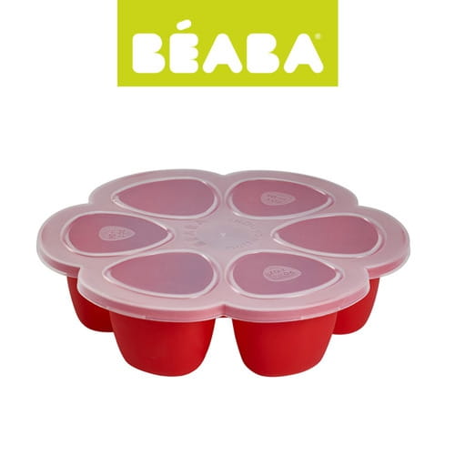 Beaba  -  Silikonowy Pojemnik do Mrożenia 6 x 90 ml red