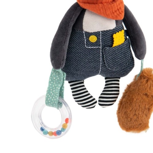 Moulin Roty            -    Zawieszka Interaktywna Pies Puce 24 cm 684024