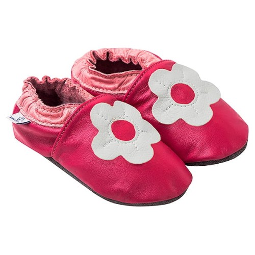 Paputki  -  Papcie Kapcie do Przedszkola - Ciemny Róż Biały Kwiatek